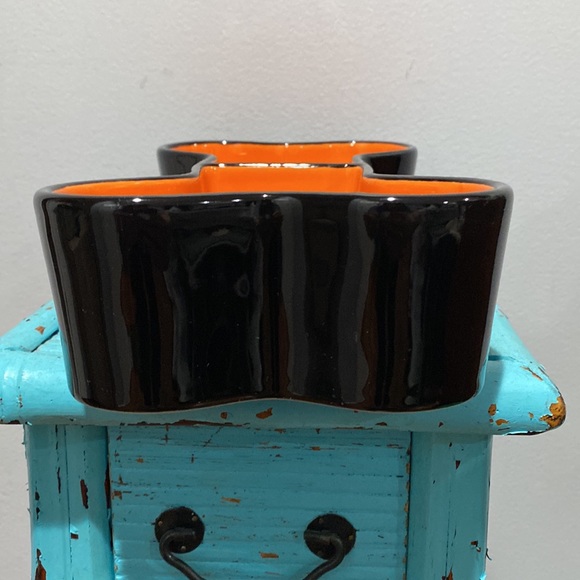 NEW Rae Dunn Artisan Collection By Magenta Bone Appetit Dog Bowl Orange Black - Picture 5 of 10